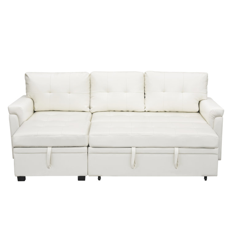 Black leather pull out clearance couch